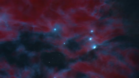 rote und blaue staubwolken eines weltraumnebels