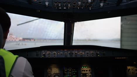 vista de la cabina del avión