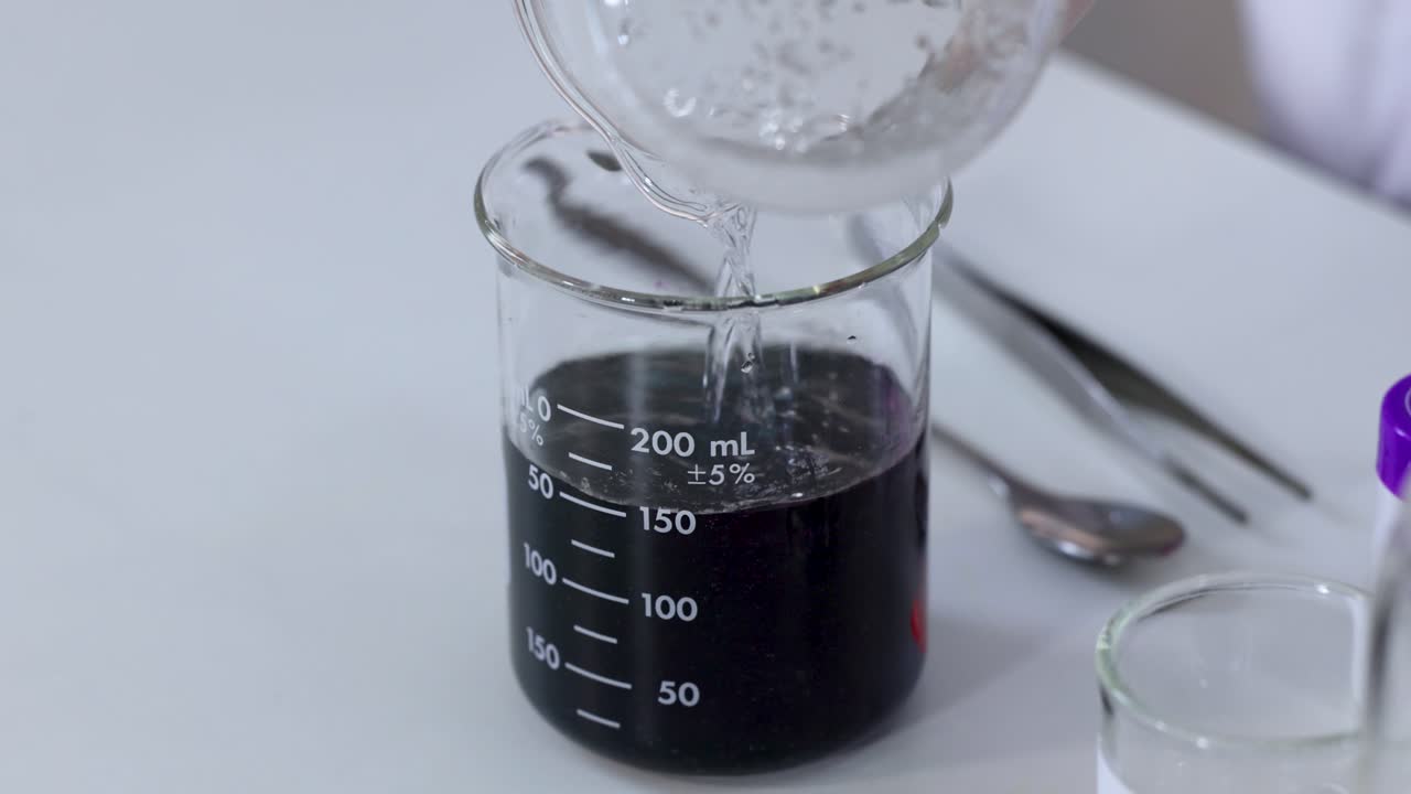 Color-changing chemical reaction in a laboratory setting