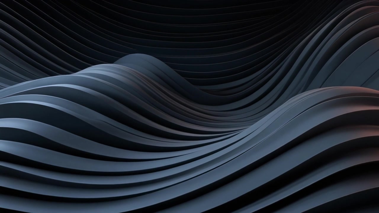 Animazione 3D astratta di linee ondulate scure che si muovono con movimento fluido