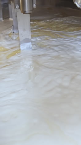 Food modern organic industry process. Milk producing factory manufacturing. Vertical video