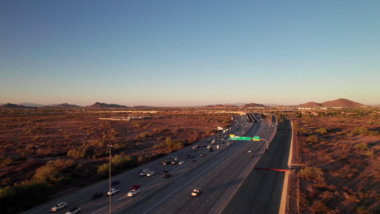 Arizona State Highway 101 in Phoenix-Scottsdale, 4K aerial shot.