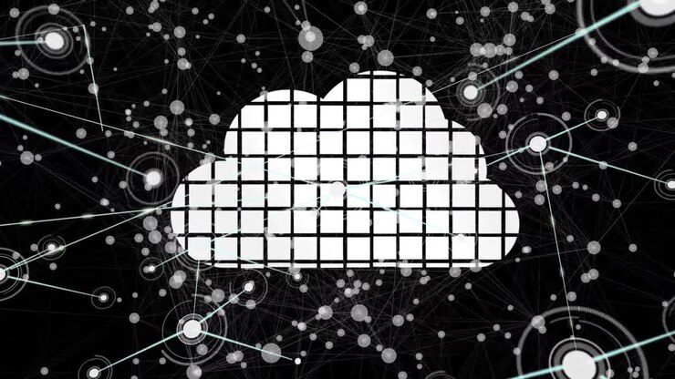 Animation of cloud icon with networks of connections