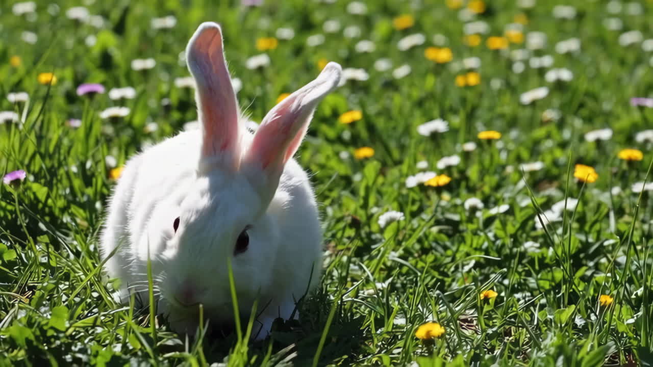 conejo blanco en un prado