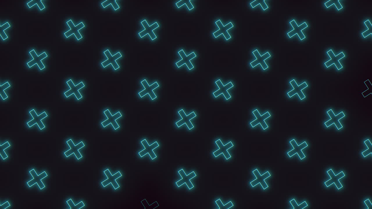 Blue neon cross pattern against a black backdrop, ideal for a futuristic or cyberpunk theme. Striking visual that could enhance any contemporary design aesthetic
