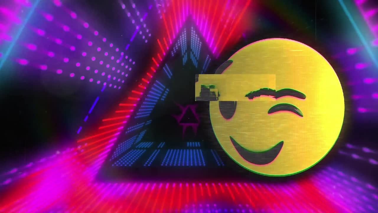 Animazione di icona emoji su tunnel digitale