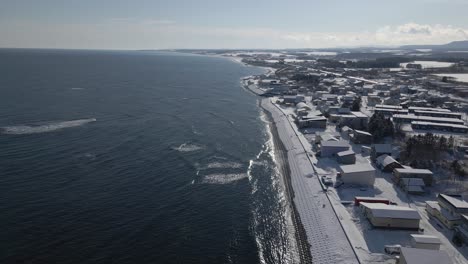 town and city on coast of hokkaido island in japan