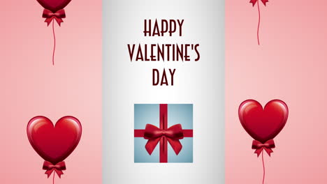 valentines day animated card with gift and hearts