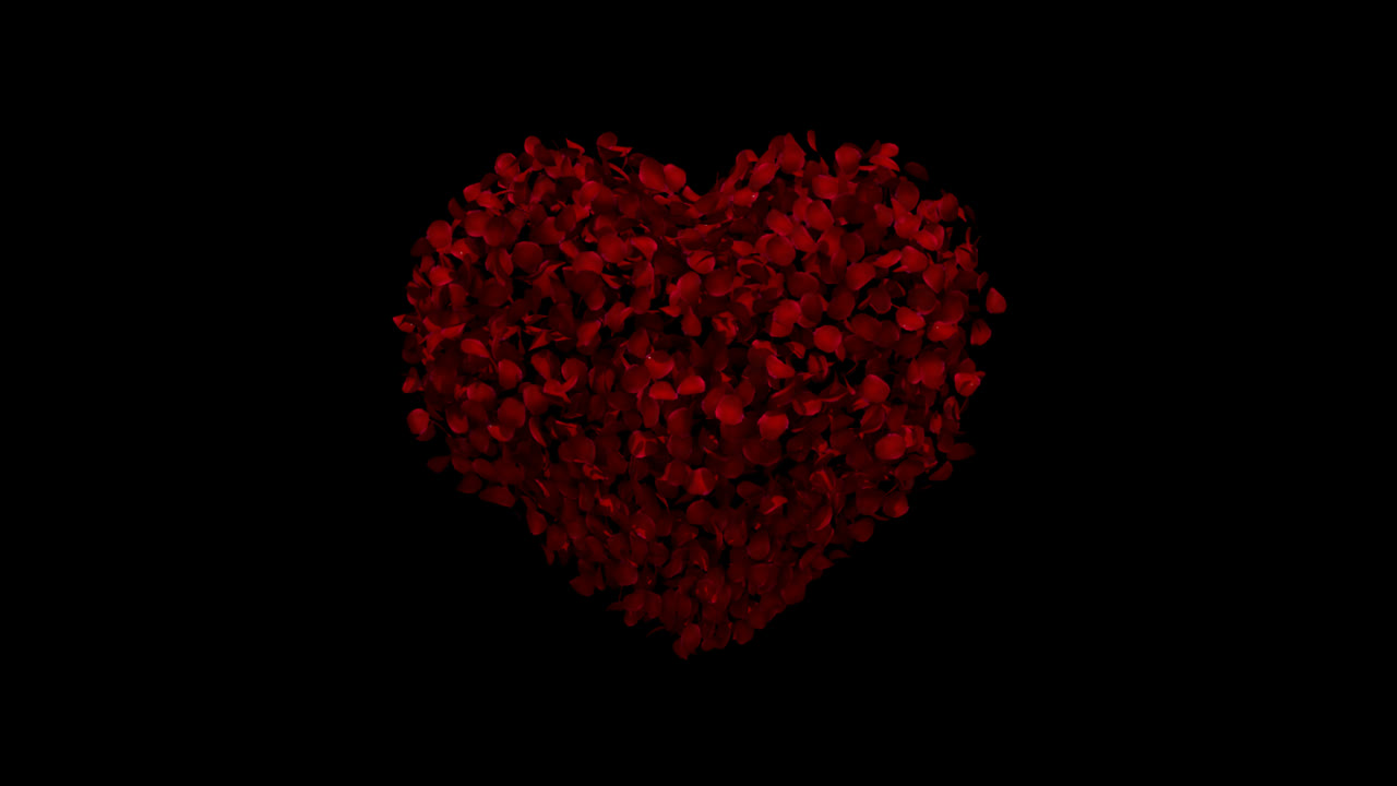 pétalos de rosa en forma de corazón