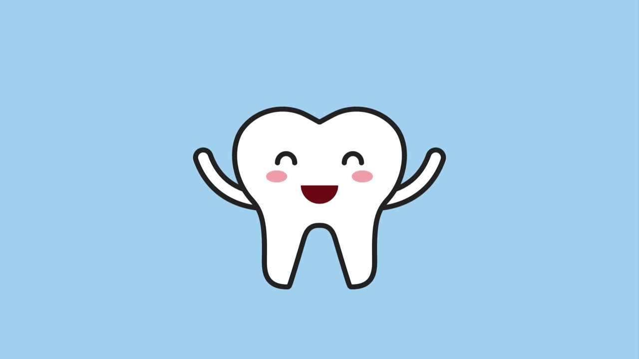 dientes felices agitando las manos personaje de dibujos animados higiene dental