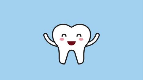 dientes felices agitando las manos personaje de dibujos animados higiene dental