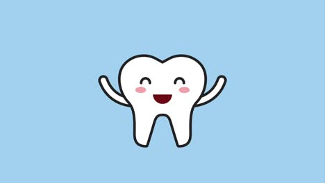 happy tooth waving hands cartoon character hygiene dental