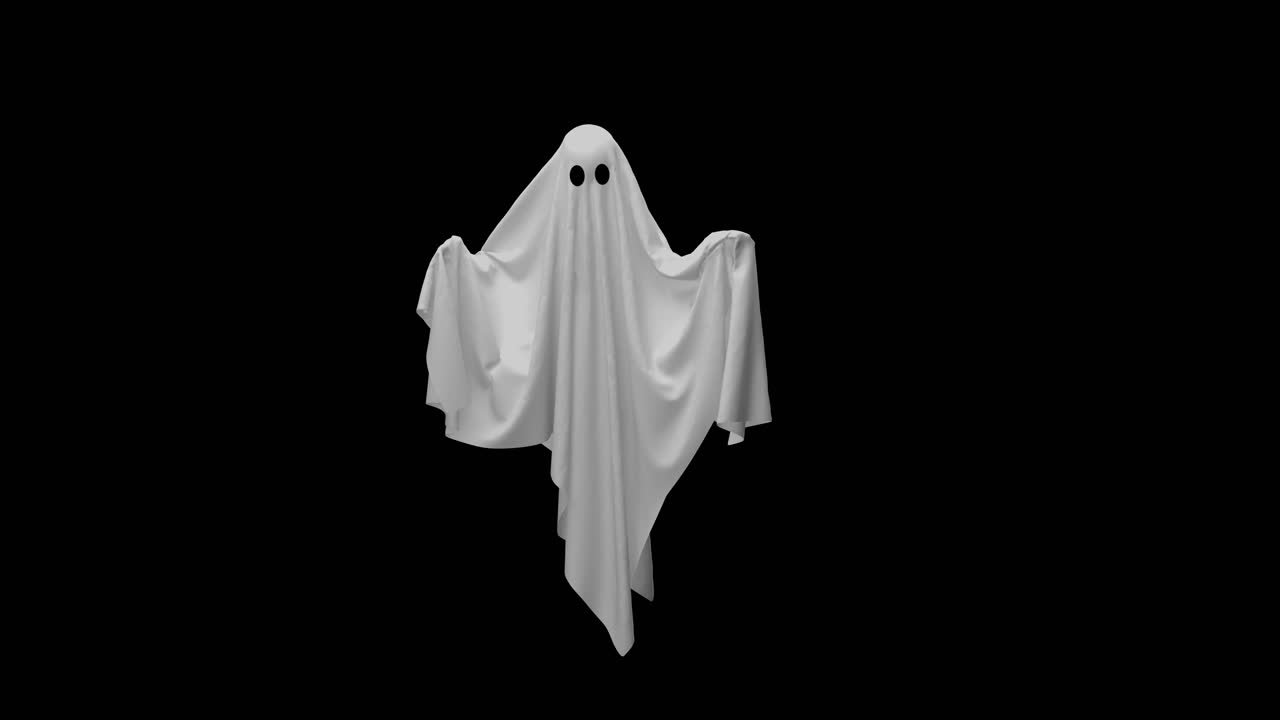 Flying white ghost with alpha channel