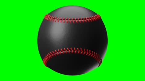 black baseball ball isolated on green chroma key background.