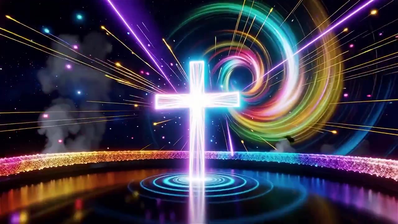 Croce Cristiana Luce Celestiale Sfondo per il Culto.