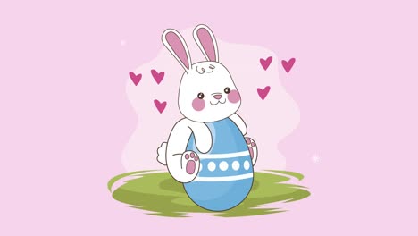 el conejo de pascua en la escena del huevo