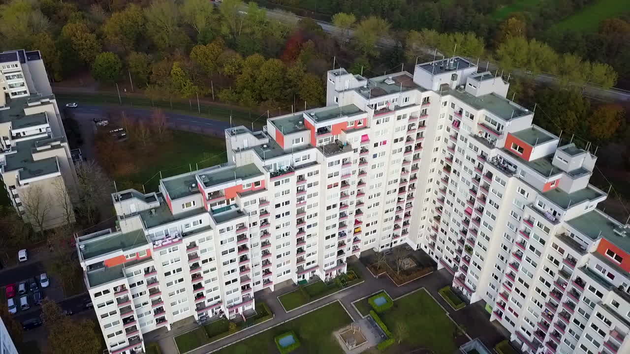 Aerial View Of Apartment Blocks On Housing Estate By Osterholz-Tenever In Bremen, Germany