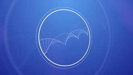 animation of dna strand and scope scanning over blue background