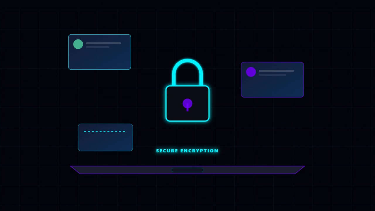 Digital Secure Encryption Concept with Glowing Padlock Icon