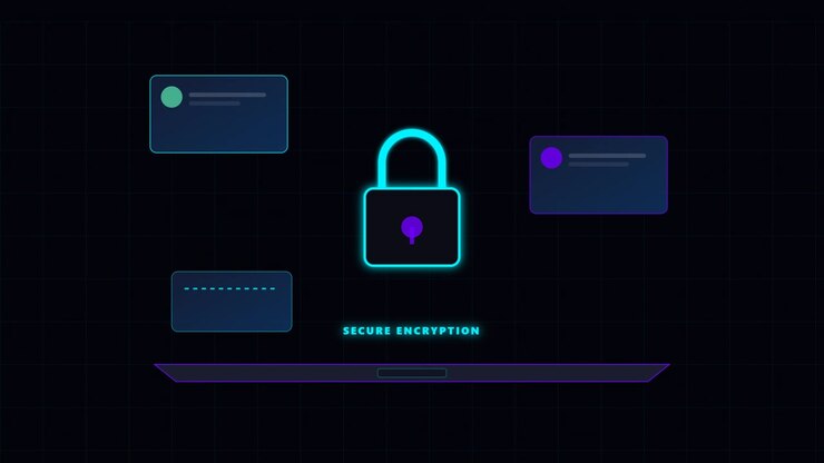 Digital Secure Encryption Concept with Glowing Padlock Icon