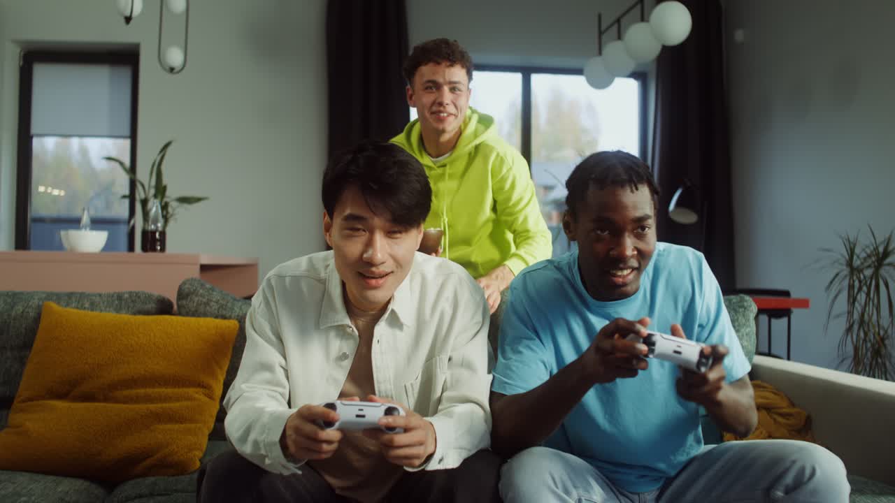 Friends playing video games together