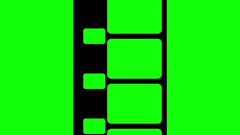 tira de película de 8 mm moviéndose en fondo verde. imágenes de video en bucle sin problemas en pantalla verde. plantilla de diseño de tira de película abstracta.