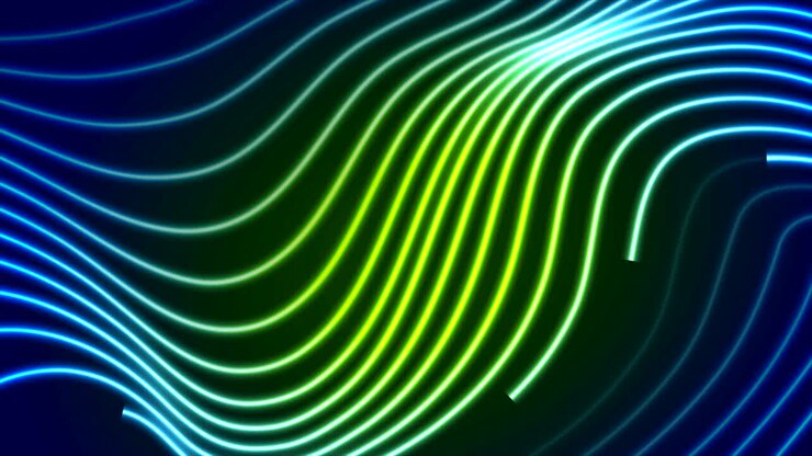 Abstract futuristic green blue neon wavy video animation