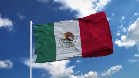 realistic flag of mexico waving in the wind against deep blue sky. seamless looping with highly detailed fabric texture, 4k resolution