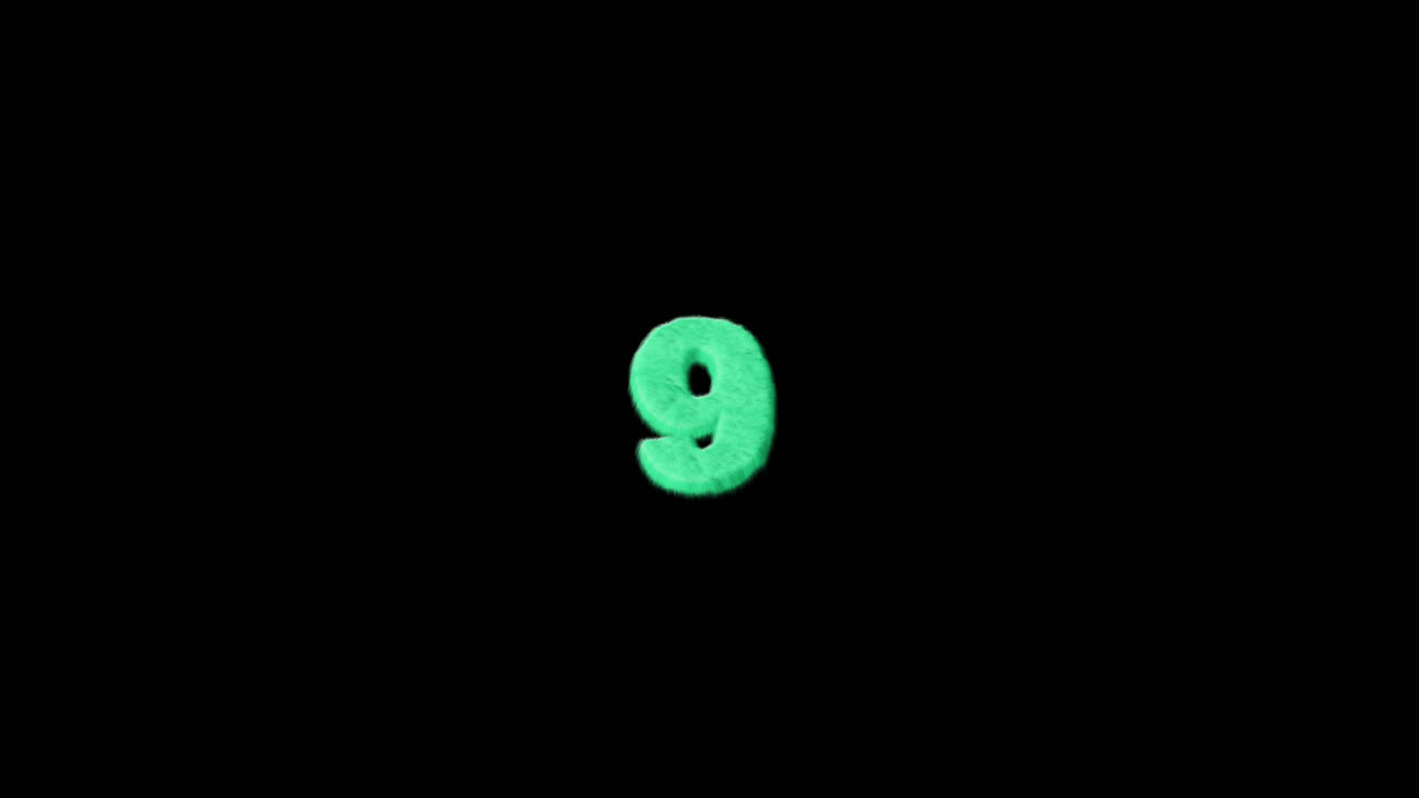 Green fluffy number 9