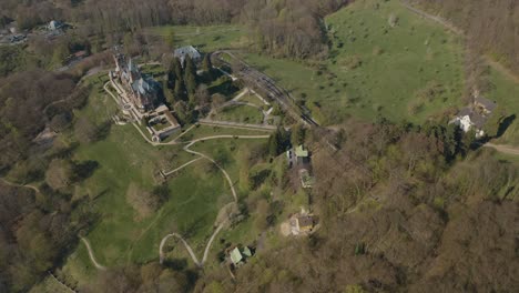 Drone---Aerial-Shot-Of-The-Drachenfels-With-Castle-Drachenburg-And-The-River-Rhine-Siebengebirge-Near-Bonn---Königswinter-25p