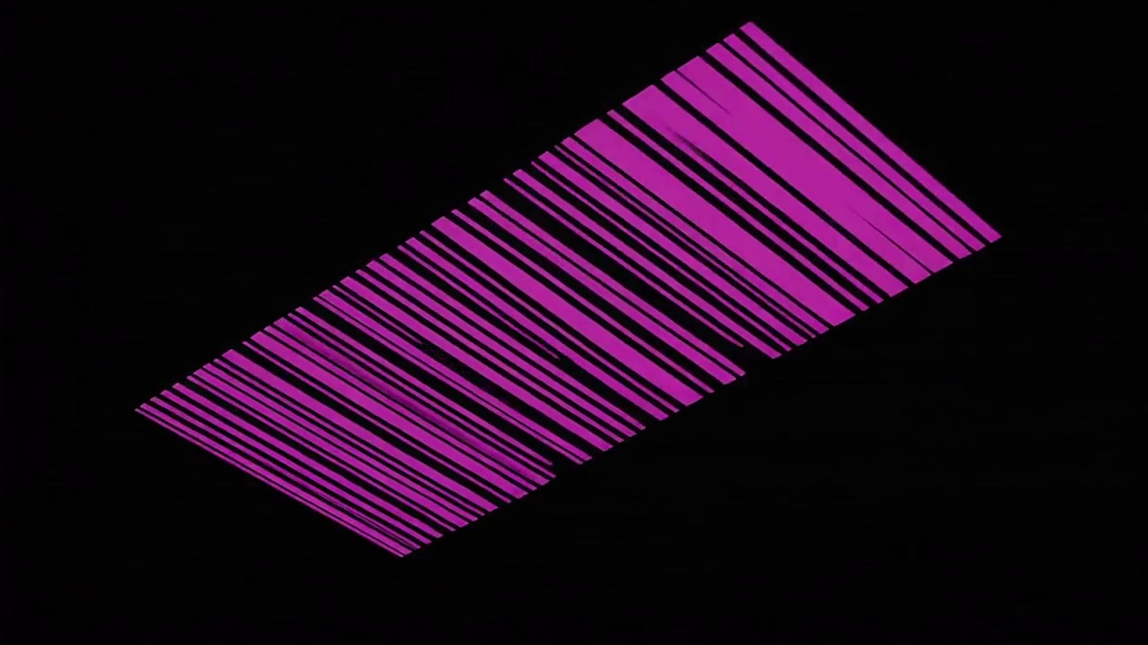 Abstract Purple Barcode Graphic Rotating Against Black Background