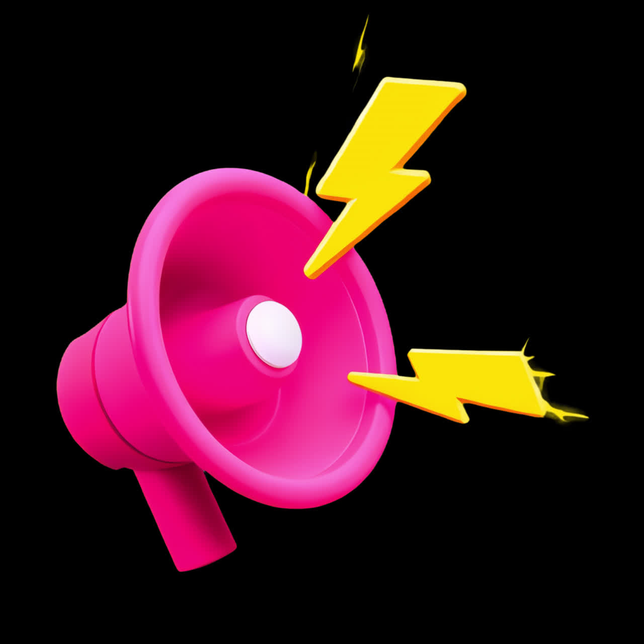 Pink megaphone 3d element animation isolated asset, transparent 4K video, alpha channel, ProRes 4444