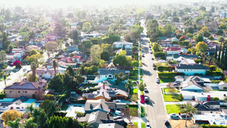 los angeles city suburbs. modern america. drone cityscape