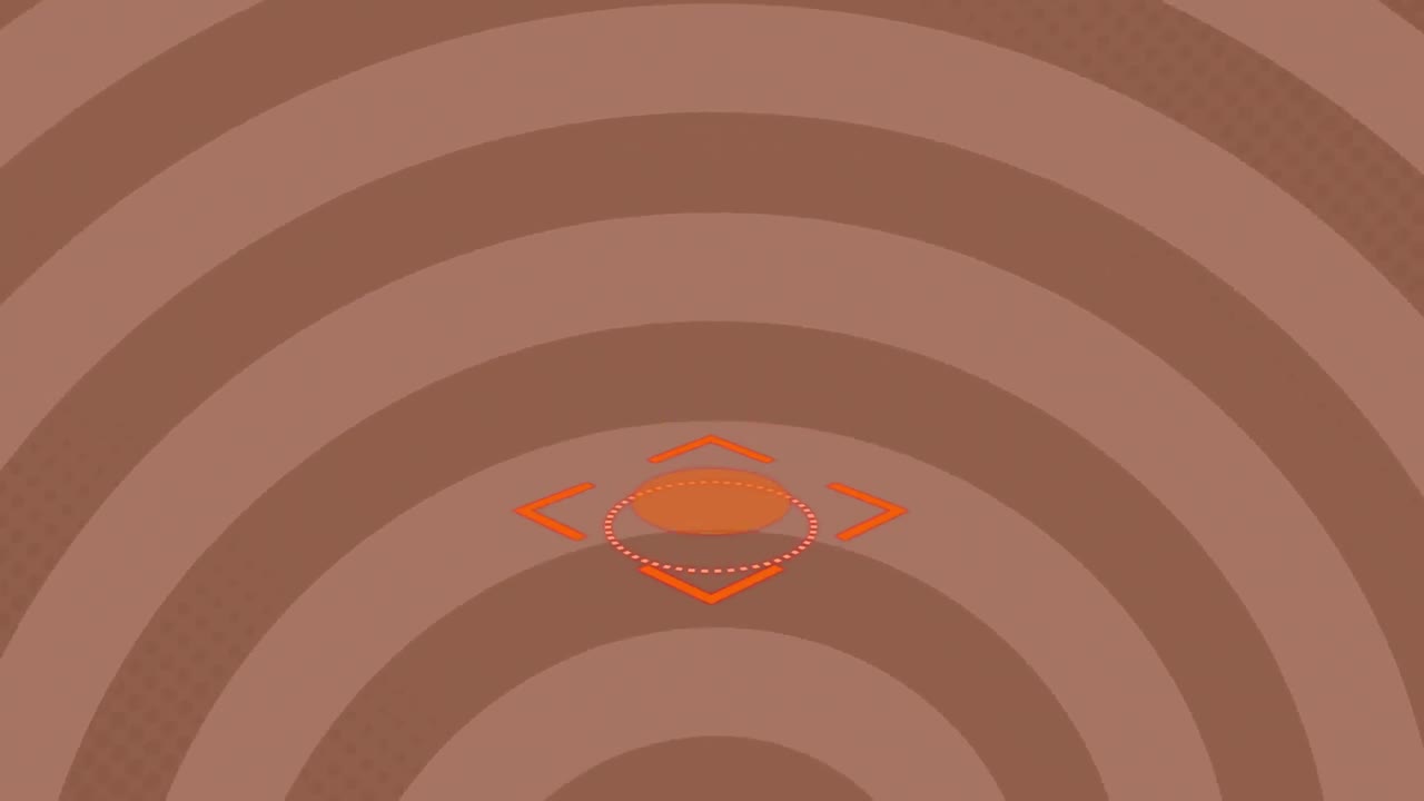 animación de una forma naranja geométrica sobre un fondo a rayas