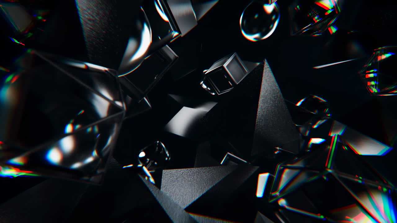 Abstract 3D Geometric Shapes with Chromatic Aberration
