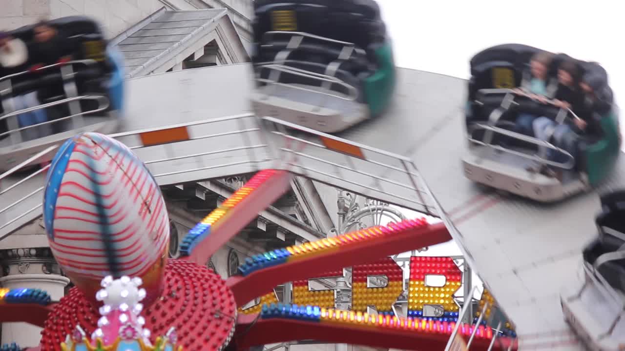 Close up shot of Dublin Amusement Park in a cloudy day on the city center