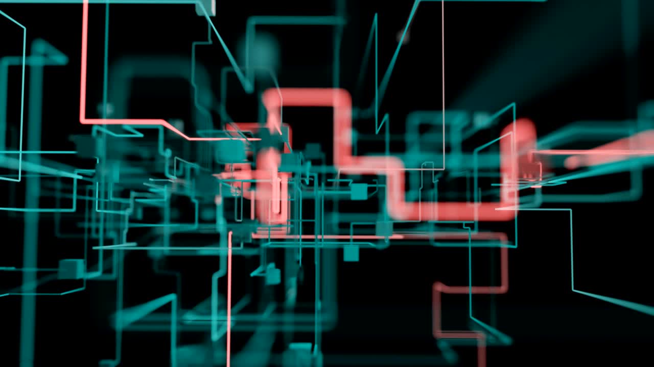 4k nodos de red futuristas que crecen a través del marco.