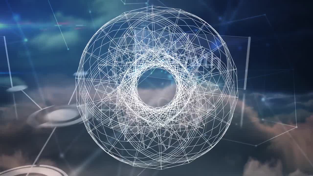 animación de formas geométricas sobre moléculas y