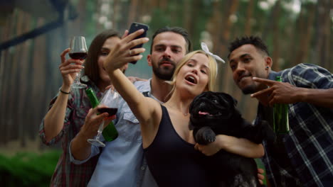 Positive-guys-posing-for-self-portrait-outside