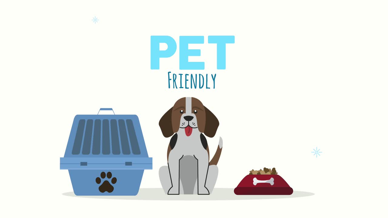 코커 스파니엘 (cocker spaniel) - 상자와 음식 애니메이션을 가진 마스코트