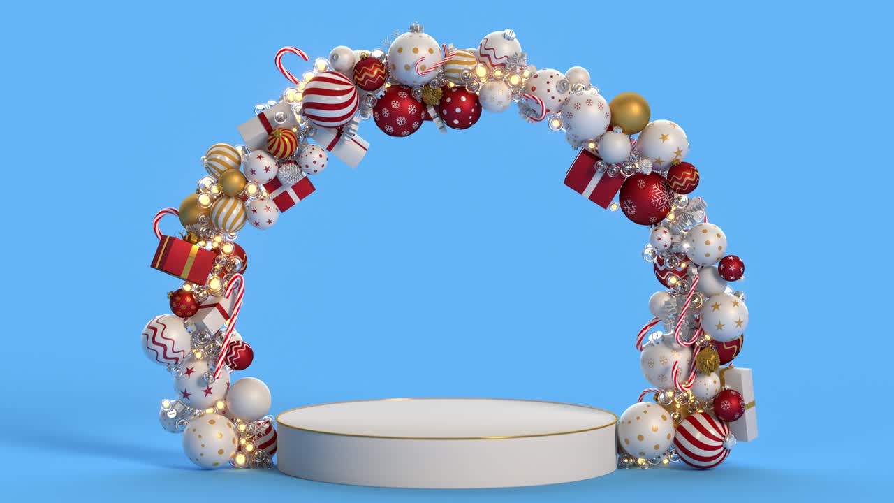 el pedestal vacío de navidad hace un bucle sin costuras animación de renderización 3d