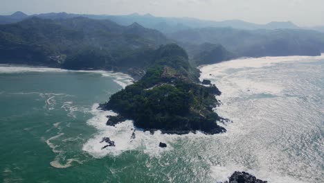 Aerial-view-of-Menganti-Beach,-Indonesia