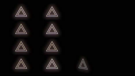 Neon geometric triangles pattern with neon pulsing light