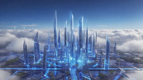 futuristic city in the sky