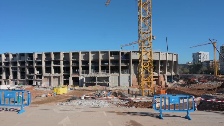 Construction cranes working on the new Spotify Camp Nou, Barcelona football club stadium