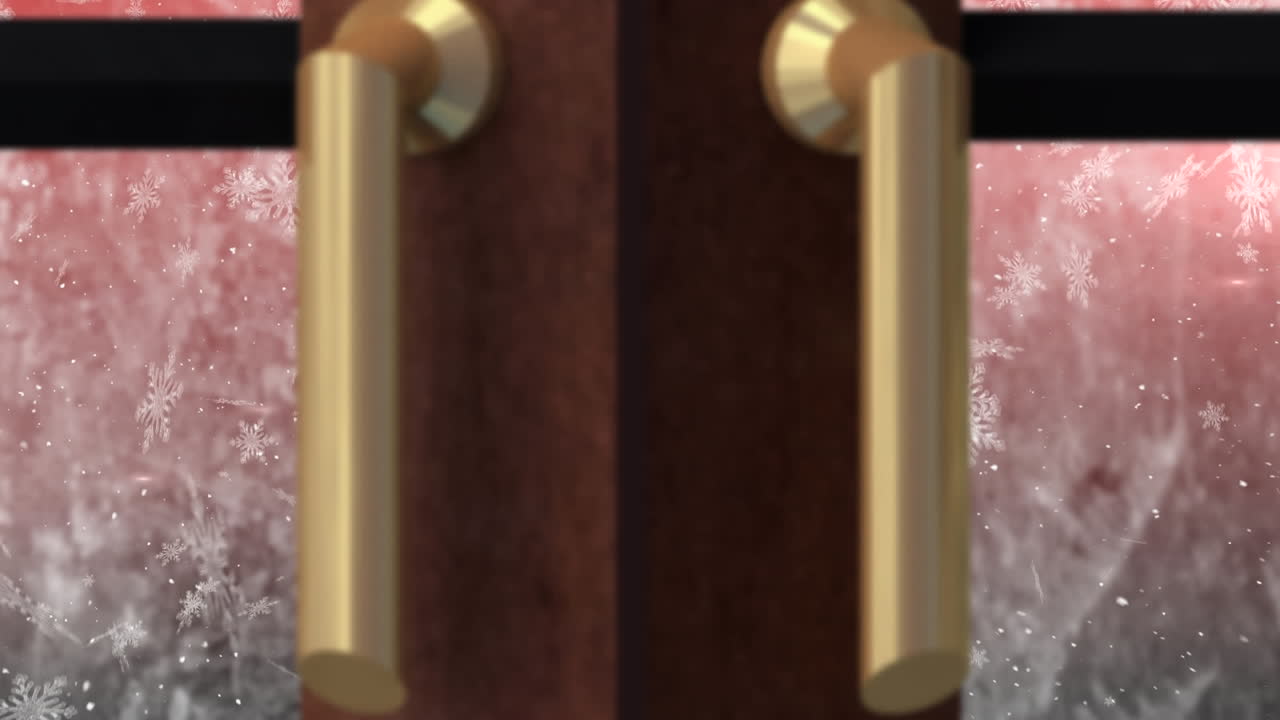 ⁇ 은 배경 에 창문 을 통해 보이는 눈 이 떨어지는 크리스마스 트리 의 애니메이션