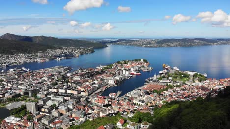 Aerial:-flying-over-Bergen-in-Norway