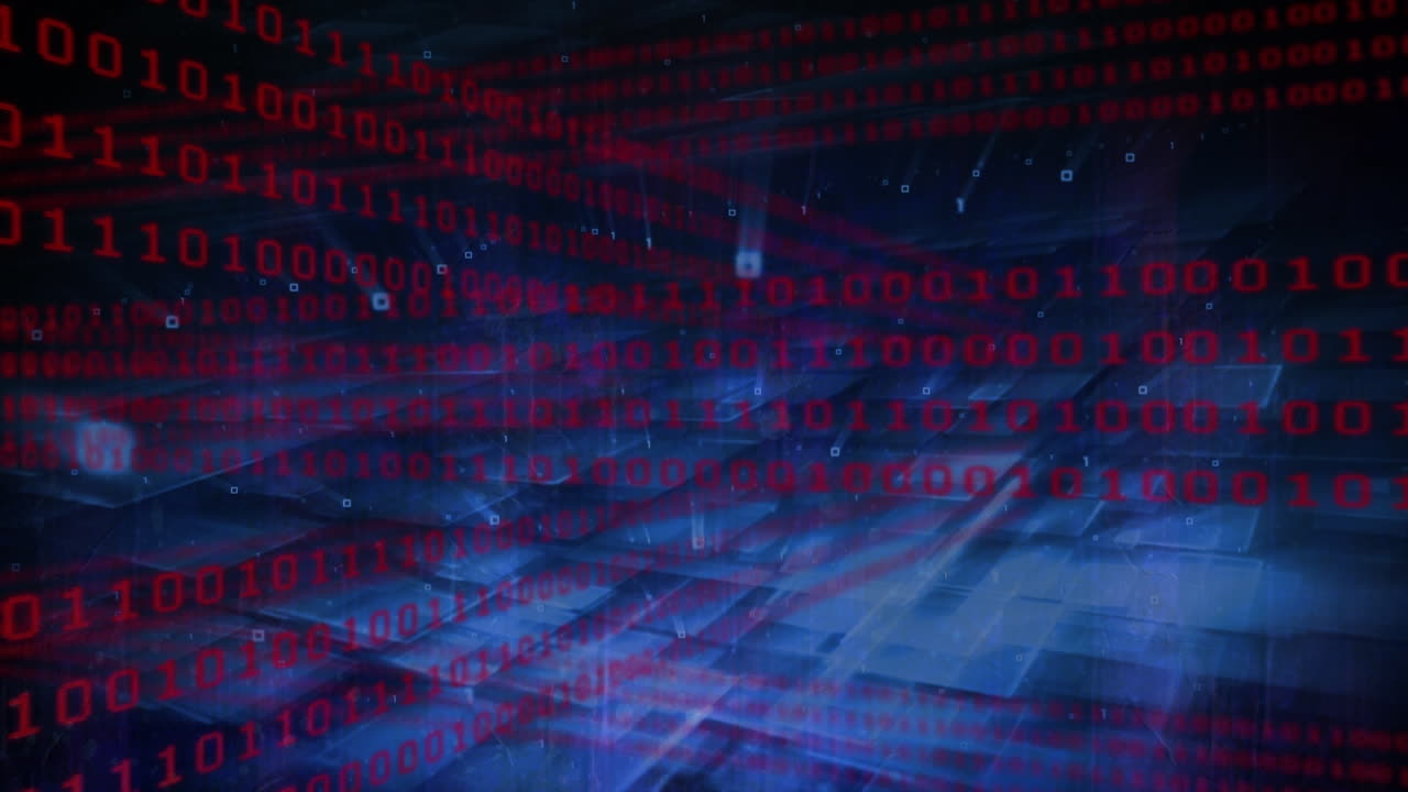 animación del procesamiento de datos sobre cuadrados brillantes sobre fondo negro