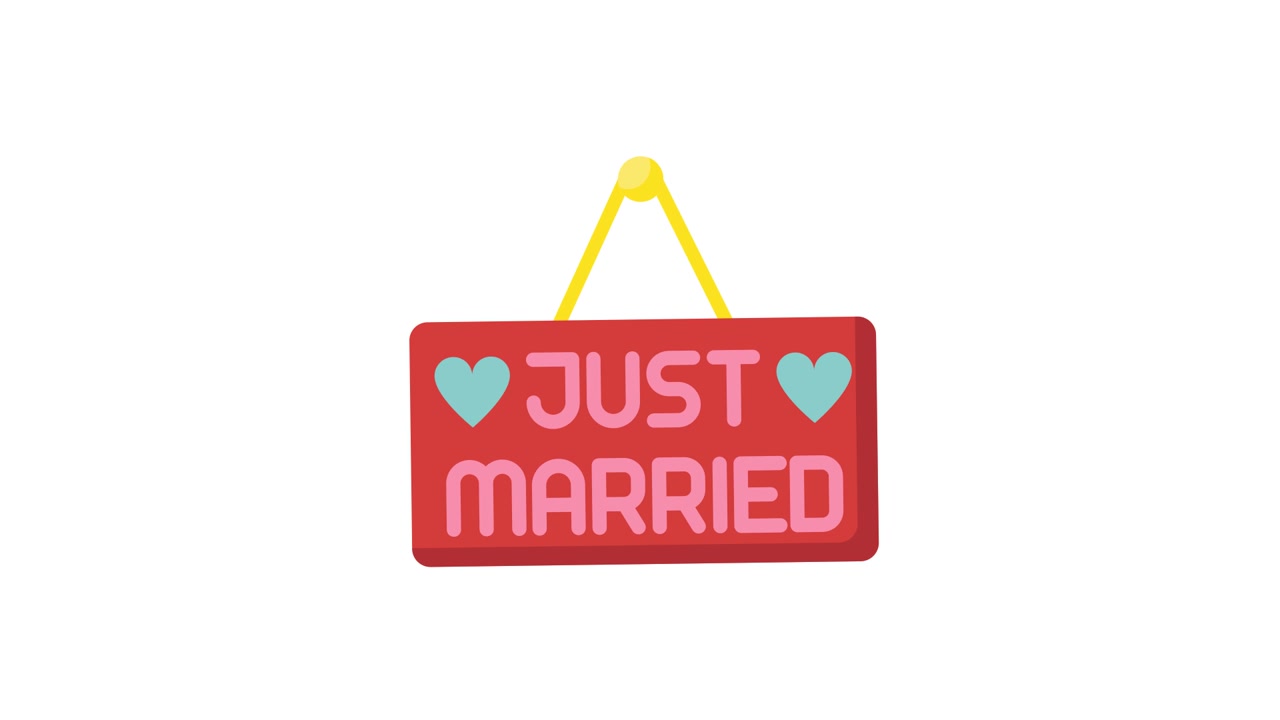 Animated Just Married Sign with Hearts
