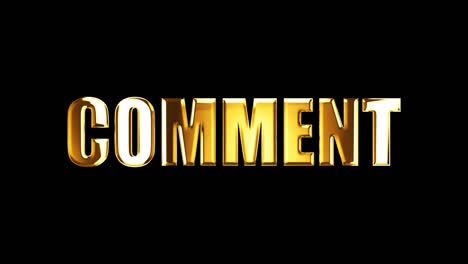 conjunto de texto dorado como comentario compartir suscribirse gracias por ver con animación de efectos de luz. 4k 3d renderizado aislado transparente con canal alfa quicktime prores 444. bucle en cada elemento.